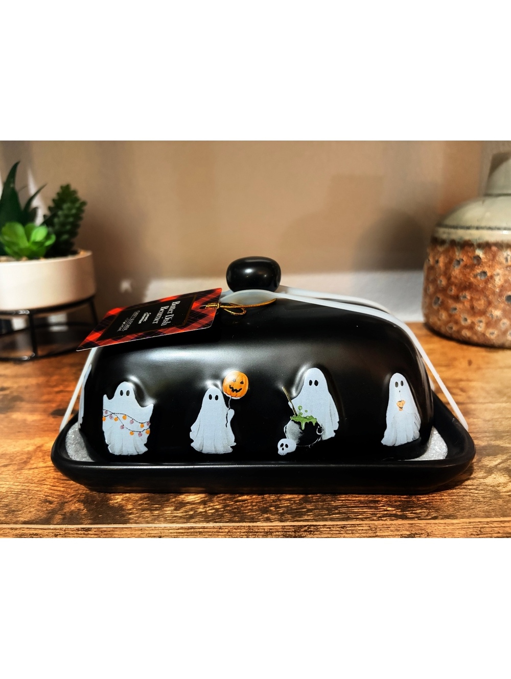 Ciroa Home Halloween Ghost Ceramic Butter Dish